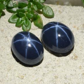 6.32 ctw Blue Star Sapphire Stones, Natural Star Sapphire in Oval Cabochon Shape for Sale