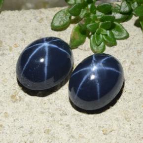 Star Sapphire Gemstones in 9 x 7 mm (calibrated) Size for Sale, Star Sapphire Stones in Dark Blue Color