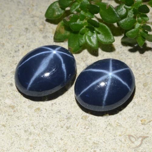 Star Sapphire Gemstones in 8.5 x 7.3 mm Size for Sale, Star Sapphire Stones in Deep Blue Color