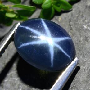 3.93 ct Blue Star Sapphire Stone, Natural Star Sapphire in Oval Cabochon Shape for Sale