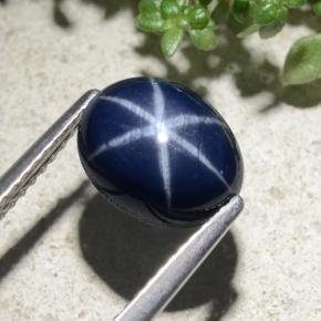 3.84 ct Blue Star Sapphire Stone, Natural Star Sapphire in Oval Cabochon Shape for Sale