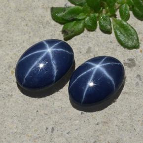 Star Sapphire Gemstones in 7 x 5 mm (calibrated) Size for Sale, Star Sapphire Stones in Deep Blue Color