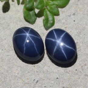 Star Sapphire Gemstones in 7 x 5.2 mm Size for Sale, Star Sapphire Stones in Twilight Blue Color