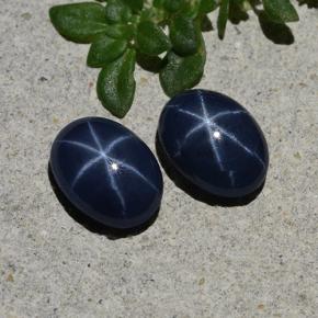 Star Sapphire Gemstones in 7 x 5.2 mm Size for Sale, Star Sapphire Stones in Deep Blue Color