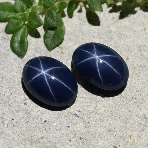 Star Sapphire Gemstones in 7 x 5 mm (calibrated) Size for Sale, Star Sapphire Stones in Dark Blue Color
