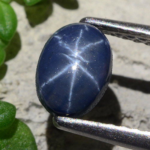 Saphir Étoilé Bleu foncé Ovale 1,12 ct de la Thaïlande, Dimension 7 x 5,1mm, Pierre gemme naturelle Diffusé, pureté Opaque , 1 pièce Saphir Étoilé oval cabochon, dureté de Mohs de 9 convient aux bijoux de tous les jours, pierre de sagesse, Photo A