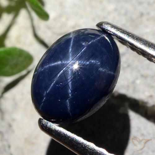 1.27 ct Blue Star Sapphire Stone, Natural Star Sapphire in Oval Cabochon Shape for Sale