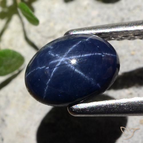 Star Sapphire Gemstone in 7.1 x 5.2 mm Size for Sale, Star Sapphire Stone in Navy Blue Color