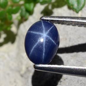 0.85 ct Blue Star Sapphire Gemstone, Star Sapphire Gem in Oval Cabochon Shape for Sale.
