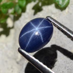 0.85 ct Blue Star Sapphire Stone, Natural Star Sapphire in Oval Cabochon Shape for Sale