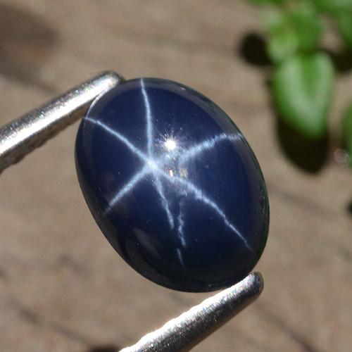 1.58 ct Blue Star Sapphire Stone, Natural Star Sapphire in Oval Cabochon Shape for Sale