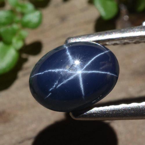 Star Sapphire Gemstone in 7.5 x 5.3 mm Size for Sale, Star Sapphire Stone in Deep Blue Color
