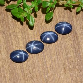 Star Sapphire Gemstones in 7 x 5 mm (calibrated) Size for Sale, Star Sapphire Stones in Navy Blue Color