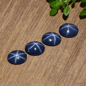 Star Sapphire Gemstones in 7 x 5 mm (calibrated) Size for Sale, Star Sapphire Stones in Twilight Blue Color