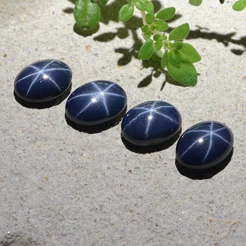 Star Sapphire Gemstones in 6.8 x 5.1 mm Size for Sale, Star Sapphire Stones in Deep Blue Color