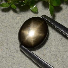 1.15 ct Black Star Sapphire Gemstone, Star Sapphire Gem in Oval Cabochon Shape for Sale.