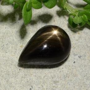 2.32 ct Black Star Sapphire Gemstone, Star Sapphire Gem in Pear Cabochon Shape for Sale.