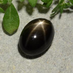 2.60 ct Black Star Sapphire Gemstone, Star Sapphire Gem in Oval Cabochon Shape for Sale.