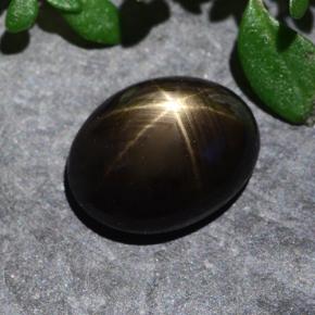 Черный Звездчатый Сапфир Камень - 2.6ct Овал Кабошон (ID: 487685)
