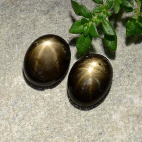 4.01 ctw Black Star Sapphire Stones, Natural Star Sapphire in Oval Cabochon Shape for Sale