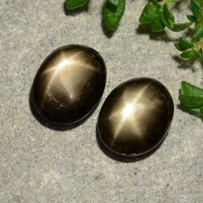 3.75 ctw Black Star Sapphire Stones, Natural Star Sapphire in Oval Cabochon Shape for Sale
