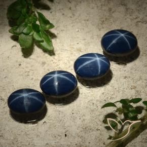 Star Sapphire Gemstones in 7 x 5 mm (calibrated) Size for Sale, Star Sapphire Stones in Deep Navy Blue Color