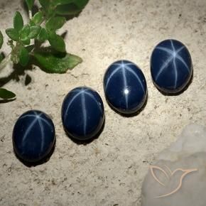 Star Sapphire Gemstones in 7 x 5 mm (calibrated) Size for Sale, Star Sapphire Stones in Dark Blue Color