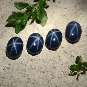 5.43 ctw Blue Star Sapphire Stones, Natural Star Sapphire in Oval Cabochon Shape for Sale