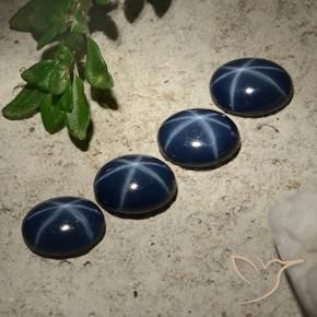 Star Sapphire Gemstones in 7 x 5 mm (calibrated) Size for Sale, Star Sapphire Stones in Deep Navy Blue Color