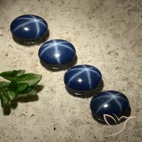 Star Sapphire Gemstones in 7 x 5 mm (calibrated) Size for Sale, Star Sapphire Stones in Dark Blue Color