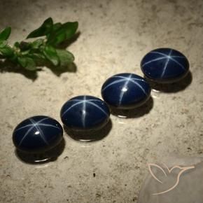 Star Sapphire Gemstones in 7 x 5 mm (calibrated) Size for Sale, Star Sapphire Stones in Deep Blue Color
