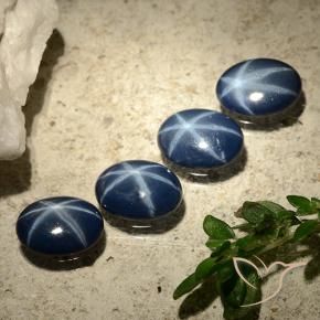 Star Sapphire Gemstones in 7 x 5 mm (calibrated) Size for Sale, Star Sapphire Stones in Deep Navy Blue Color