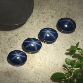 Star Sapphire Gemstones in 7 x 5 mm (calibrated) Size for Sale, Star Sapphire Stones in Deep Navy Blue Color