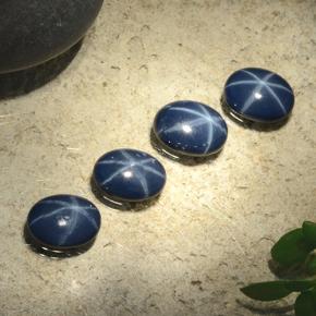 Star Sapphire Gemstones in 7 x 5 mm (calibrated) Size for Sale, Star Sapphire Stones in Deep Blue Color
