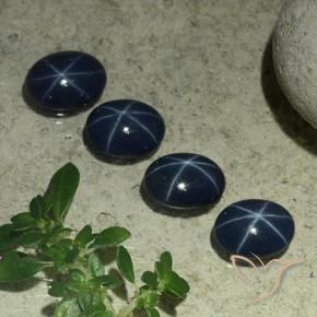 Star Sapphire Gemstones in 7 x 5 mm (calibrated) Size for Sale, Star Sapphire Stones in Deep Blue Color