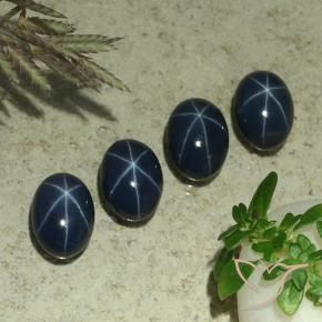 Star Sapphire Gemstones in 7 x 5 mm (calibrated) Size for Sale, Star Sapphire Stones in Dark Blue Color