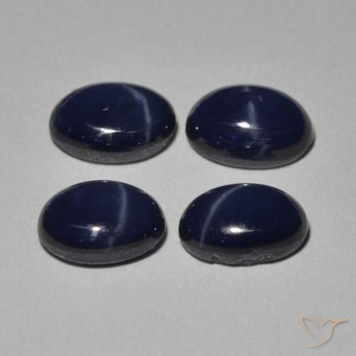 Star Sapphire Gemstones in 7 x 5 mm (calibrated) Size for Sale, Star Sapphire Stones in Deep Blue Color