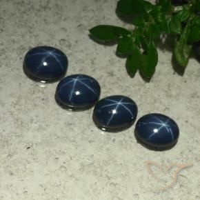 Star Sapphire Gemstones in 7 x 5.2 mm Size for Sale, Star Sapphire Stones in Dark Blue Color