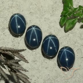 Star Sapphire Gemstones in 7 x 5 mm (calibrated) Size for Sale, Star Sapphire Stones in Deep Navy Blue Color