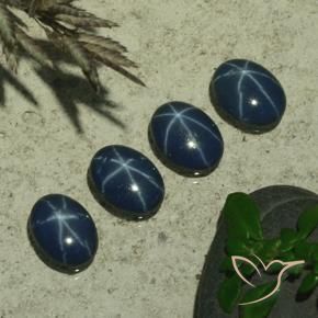 Star Sapphire Gemstones in 7 x 5 mm (calibrated) Size for Sale, Star Sapphire Stones in Dark Blue Color