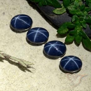 Star Sapphire Gemstones in 7 x 5 mm (calibrated) Size for Sale, Star Sapphire Stones in Deep Navy Blue Color