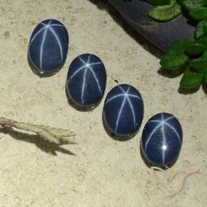 Star Sapphire Gemstones in 7 x 5 mm (calibrated) Size for Sale, Star Sapphire Stones in Deep Blue Color