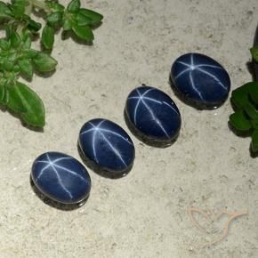 Star Sapphire Gemstones in 7 x 5 mm (calibrated) Size for Sale, Star Sapphire Stones in Deep Navy Blue Color