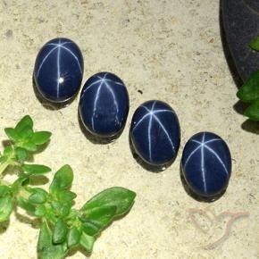 Star Sapphire Gemstones in 7 x 5 mm (calibrated) Size for Sale, Star Sapphire Stones in Deep Navy Blue Color