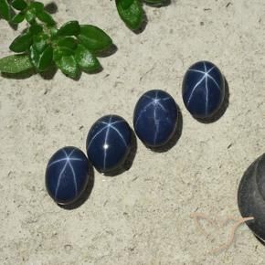 4.18 ctw Blue Star Sapphire Stones, Natural Star Sapphire in Oval Cabochon Shape for Sale