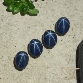 Star Sapphire Gemstones in 7 x 5 mm (calibrated) Size for Sale, Star Sapphire Stones in Deep Blue Color
