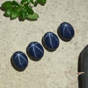 Star Sapphire Gemstones in 7 x 5 mm (calibrated) Size for Sale, Star Sapphire Stones in Deep Navy Blue Color