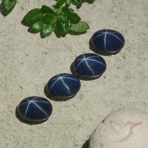 Star Sapphire Gemstones in 7 x 5 mm (calibrated) Size for Sale, Star Sapphire Stones in Deep Blue Color