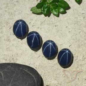 3.86 ctw Blue Star Sapphire Stones, Natural Star Sapphire in Oval Cabochon Shape for Sale