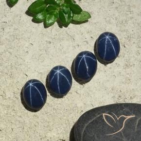 Star Sapphire Gemstones in 7 x 5 mm (calibrated) Size for Sale, Star Sapphire Stones in Deep Blue Color